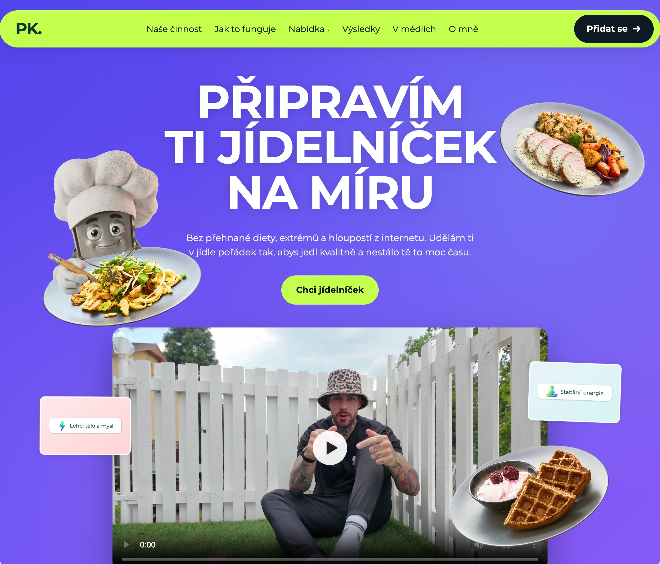 PanKrabicka.cz website — custom meal plans, Prague. Web design example by Matěj Krčka.
